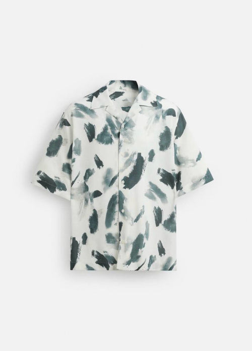Abstract Teal Brushstroke Camp Shirt